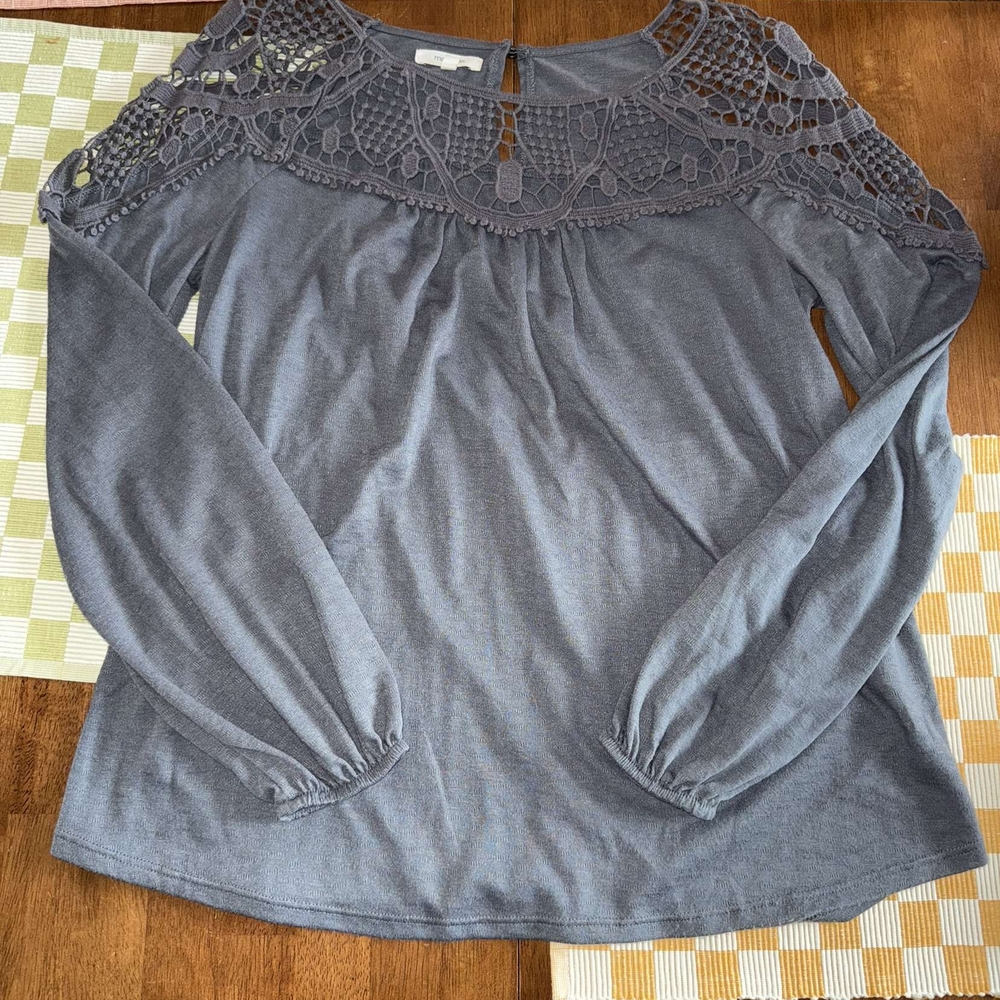 Maurices Gray Cropped Embellished Blouse